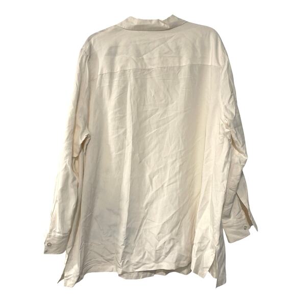 NWT! Nordstrom 20W Maggie Barnes Embroidered SILK LINEN Dress Shirt Cream Top - Picture 2 of 6